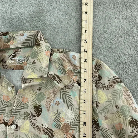 Camicissima Mens Tropical Print Long Sleeve Shirt Size 38 Shaped Fit Linen 2388 - Picture 3 of 6